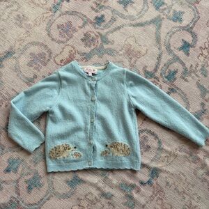 Trotters girl Blue Cardigan with Hedgehog Design
